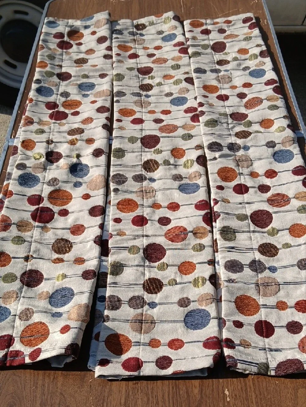 Better Homes & Gardens 3 Cream Valances with Blue, Rust, Tan and Brown Dots
